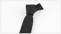 Solid Black Cotton Skinny Tie